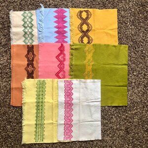 8 Vintage Hand Embroidered Tea Kitchen Hand Towels